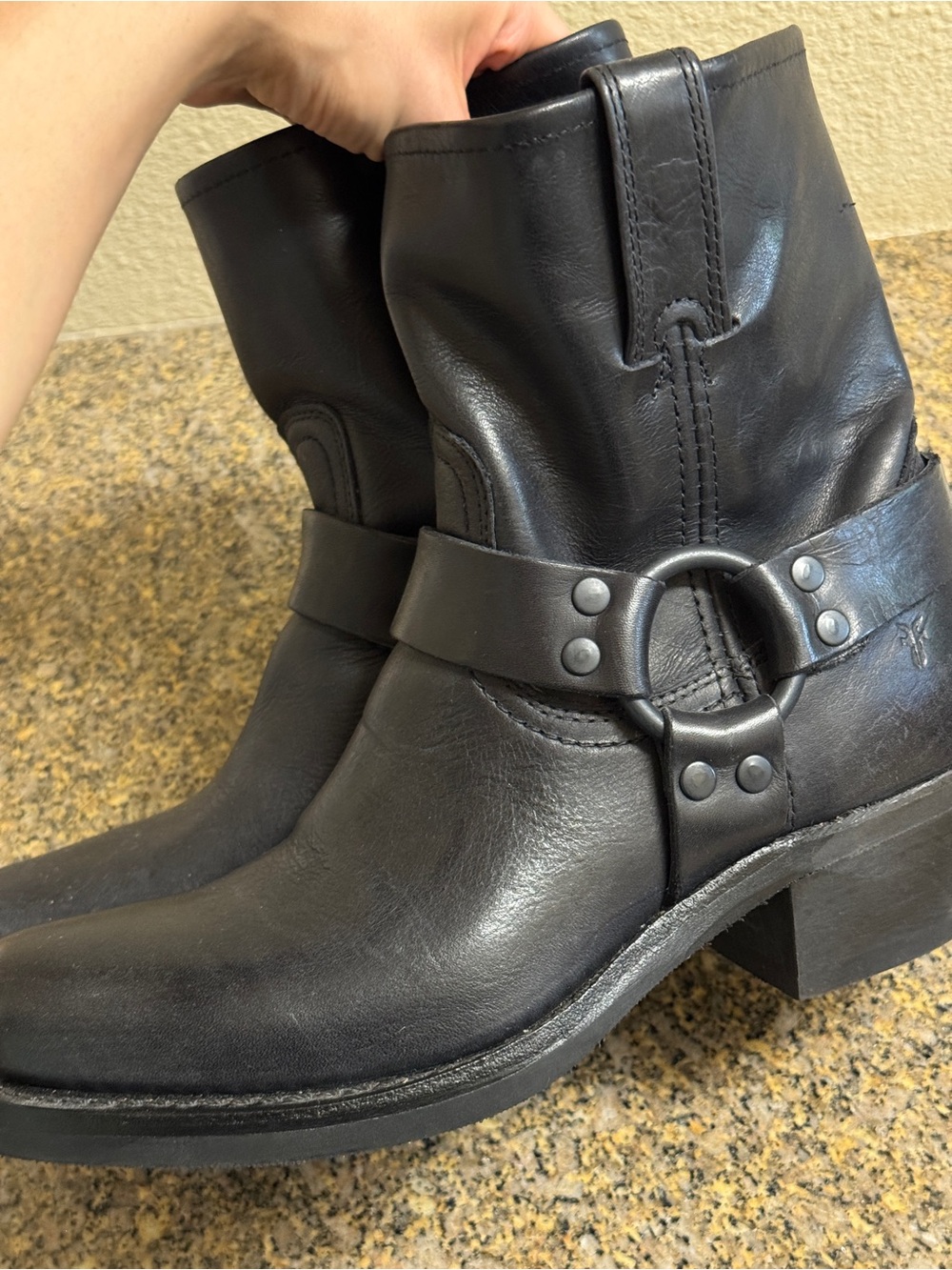 NEW Frye Black Leather Harness Boots - Picture 7 of 7